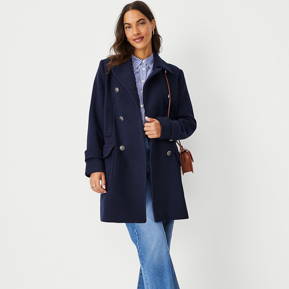 NWT 2023 Season Ann Taylor Navy Pea Coat